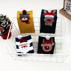 4 Pairs Cute Cartoon Pattern Socks for Women