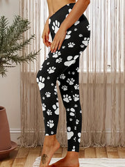 Cartoon Paw Print High Rise Leggings