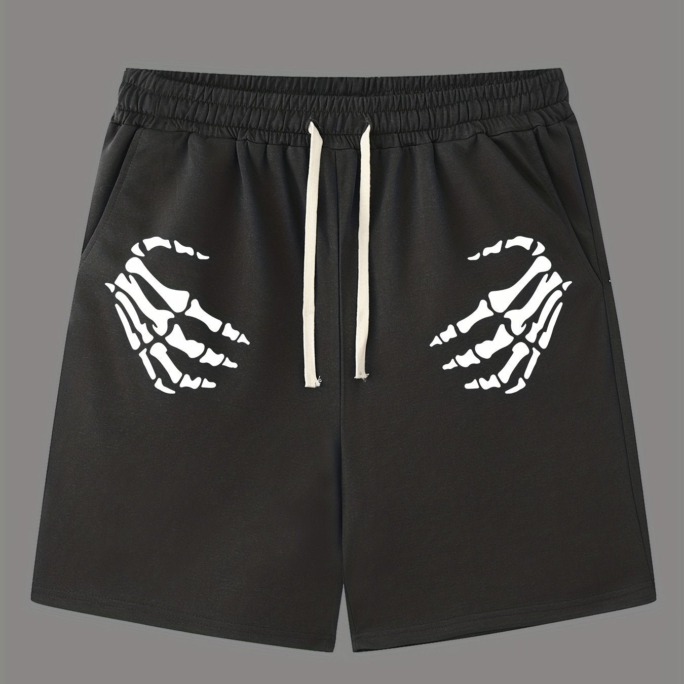 Hand Pattern Active Shorts with Drawstring