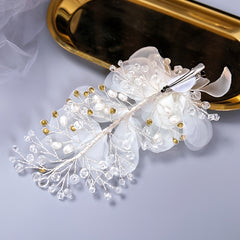 Crystal Flower Faux Pearl Beaded Hair Comb Pin Bridal Wedding Party Favor