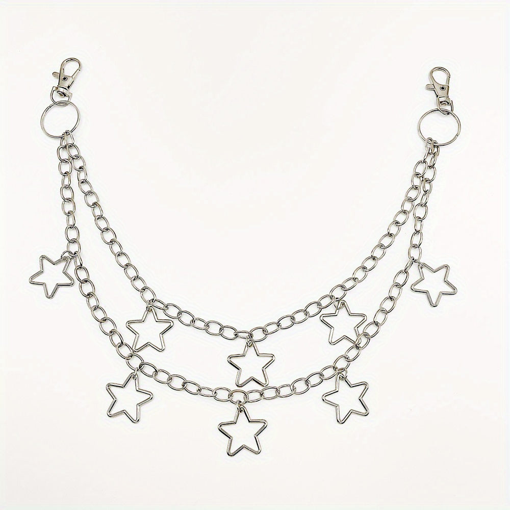 Retro Pentagram Multilayer Pants Chain Men's Waist Chain Y2K Jewelry
