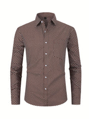 Men's Flower Print Formal Button Up Shirt with Chest Pocket