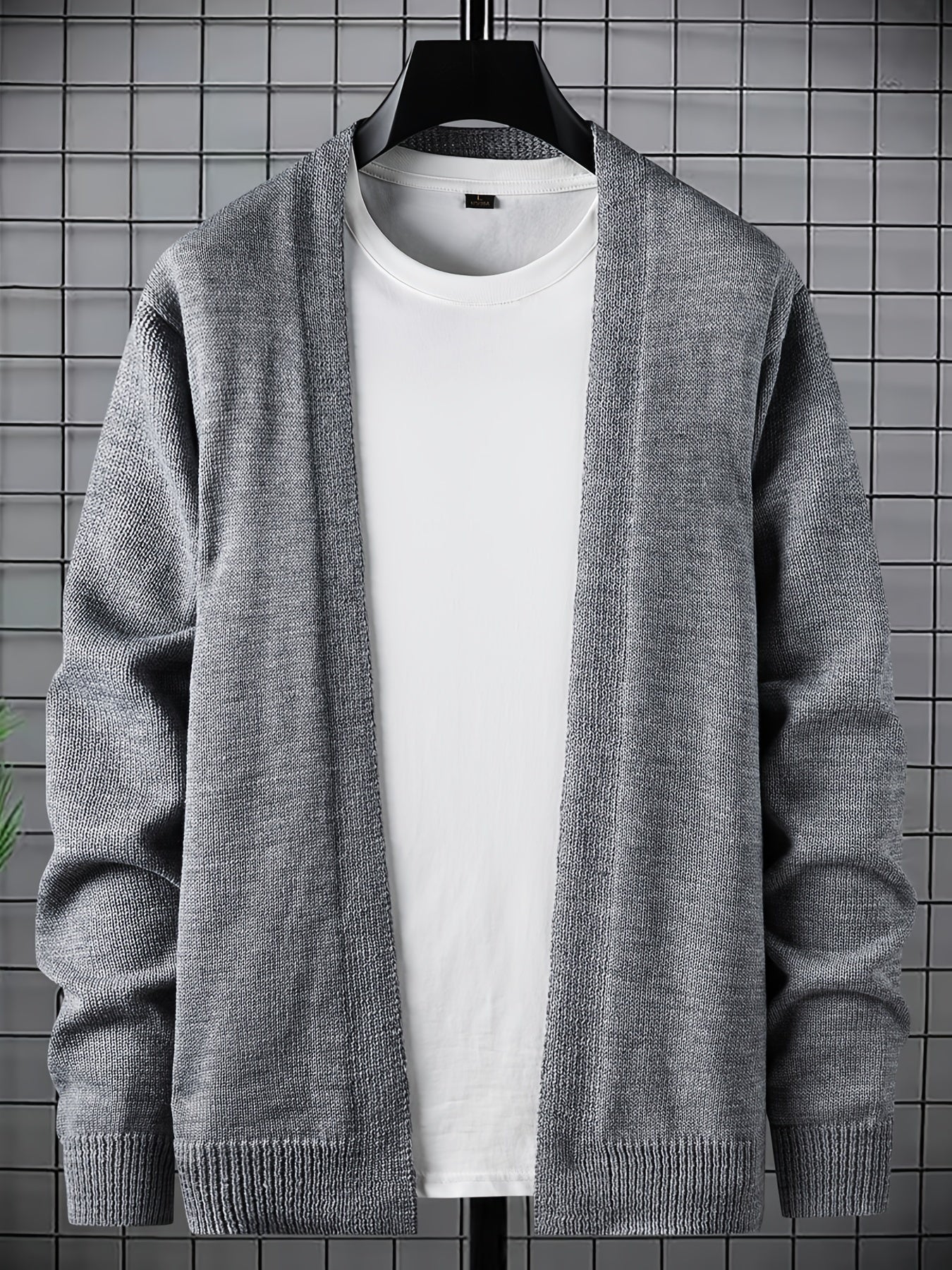 Men's Crew Neck Knit Cardigan Long Sleeve Sweater