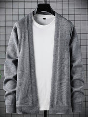 Men's Crew Neck Knit Cardigan Long Sleeve Sweater