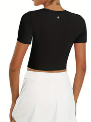 Hollow Out Skinny Short Sleeve Top Sports Yoga T Shirt