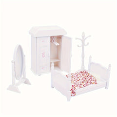 Stomle Family Dollhouse Bunk Bed Set - Cozy Orange Wooden Frame with Red Canopy
