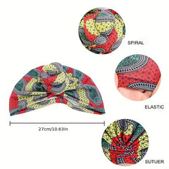 Boho Print Turban Cap Vintage Head Wrap Bandanas Stretchy Beanie Hat