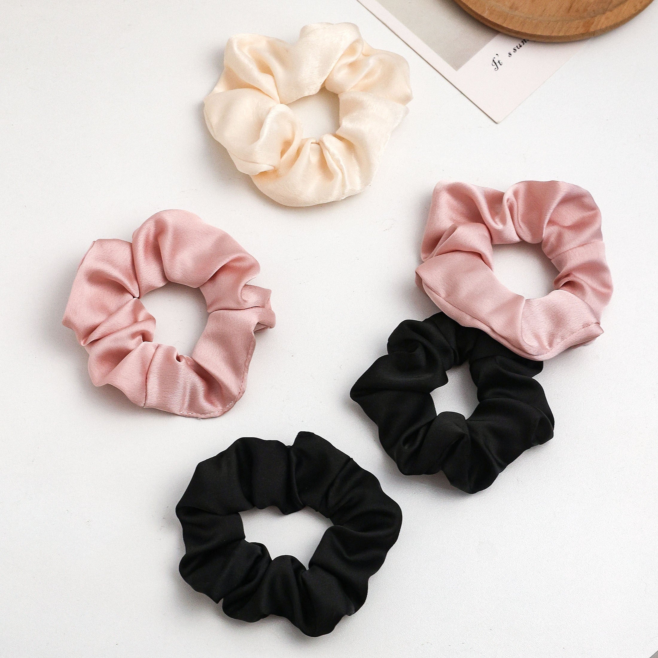 5pcs Satin Hair Tie Large Scrunchie Ponytail Hair Rope Solid Hair Accessories