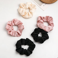 5pcs Satin Hair Tie Large Scrunchie Ponytail Hair Rope Solid Hair Accessories