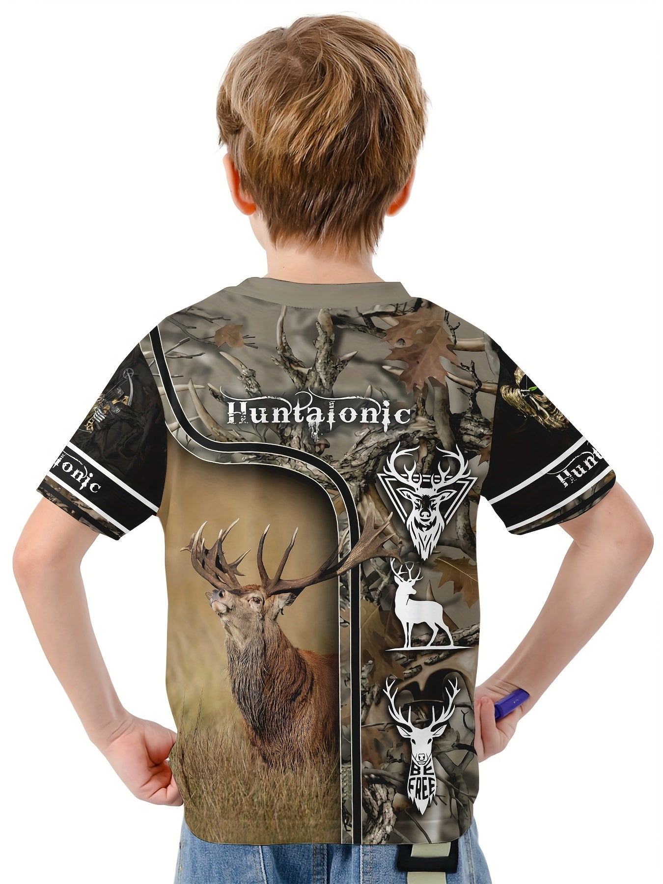 Deer 3D Print Boys T-Shirt Lightweight Short Sleeve Top Summer Kids Outfits