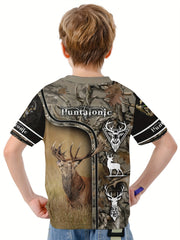 Deer 3D Print Boys T-Shirt Lightweight Short Sleeve Top Summer Kids Outfits