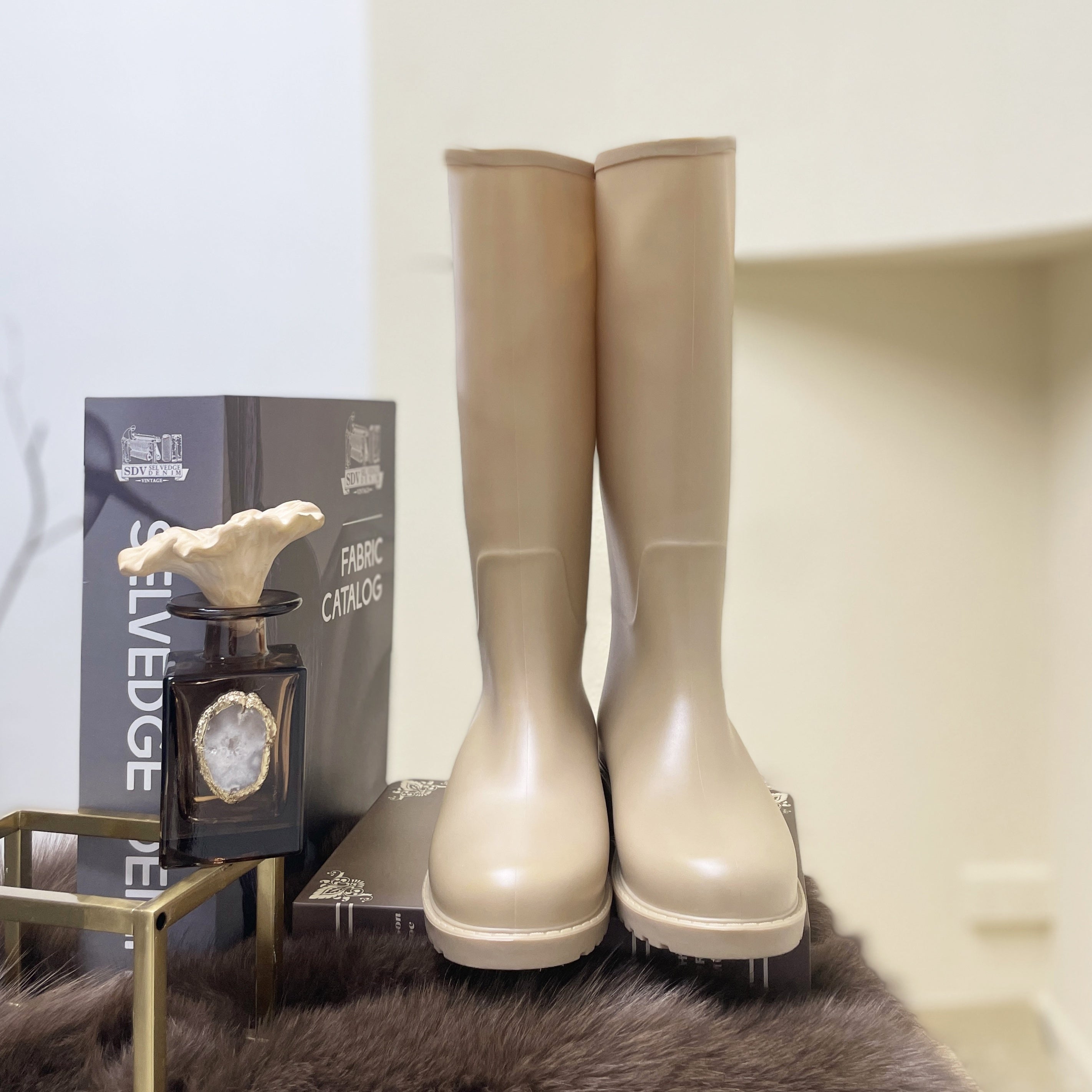 Women's High Top Waterproof Rain Boots Non-slip Outdoor Garden Work Boots