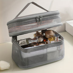 Mesh Cosmetic Bag Double Layer Toiletry Bag Travel Storage Bag