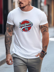 Letter Pattern Print Men's Graphic Tee - Summer Outdoor Top Gift