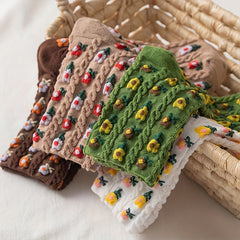 4 Pairs 3D Floral Textured Socks Women's Stockings & Hosiery