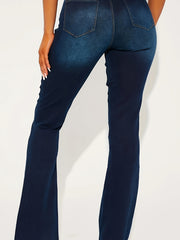 Dark Mid Stretch Flared Jeans Bootcut