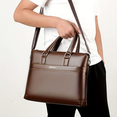 BAODIDAISHU Men's PU Leather Laptop Briefcase Top Handle Bag