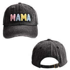 MAMA Patch Ripped Baseball Cap Washed Distressed Candy Sun Hat