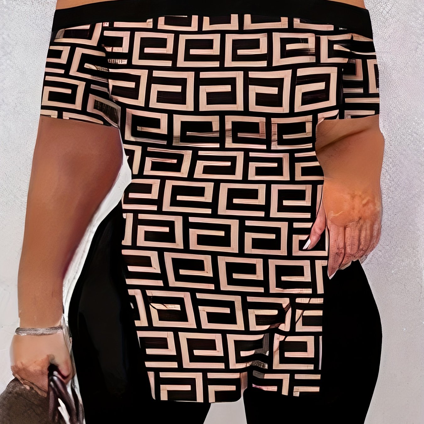 Spring & Summer 2pc Set Geo Print Off Shoulder Tops & Solid Slim Shorts