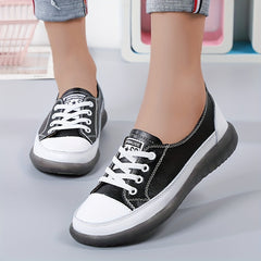 Women's Lace Up Flat Shoes Low Top Walking Sneakers