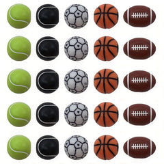 50 Sporty Beads Basketball Football Volleyball Softball Round Loose Ball Bead