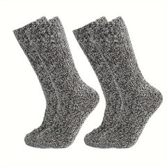 2 Pairs Wool Socks Thickened Warm Soft Mid-calf Socks