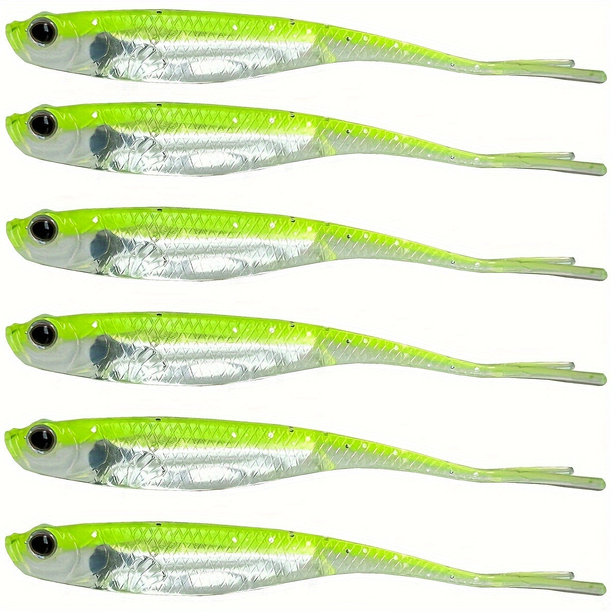 6pcs Fork Tail Fishing Lure Bionic Soft Lure Artificial Swimbait Tackle