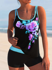 Floral Print Tankini Set Women's Casual Two Piece
