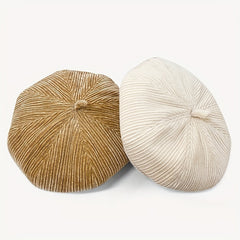 Classic Plain Beret Pleated Berets Cap Vintage Octagonal Hat