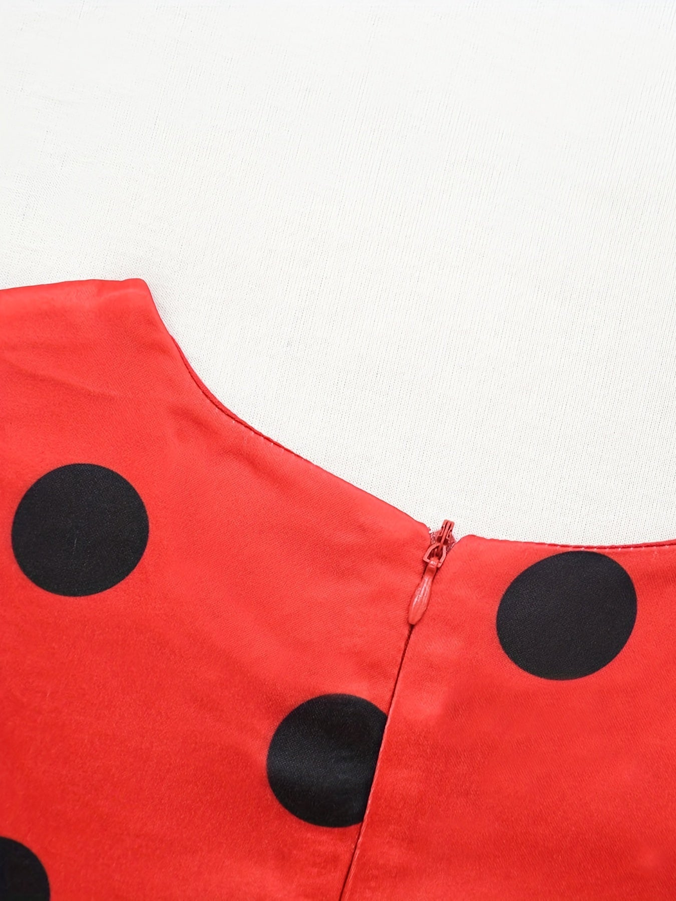 Girls' Ladybug Costume Polka Dot Sleeveless TuTu Dress Halloween Party Outfit