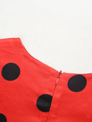 Girls' Ladybug Costume Polka Dot Sleeveless TuTu Dress Halloween Party Outfit