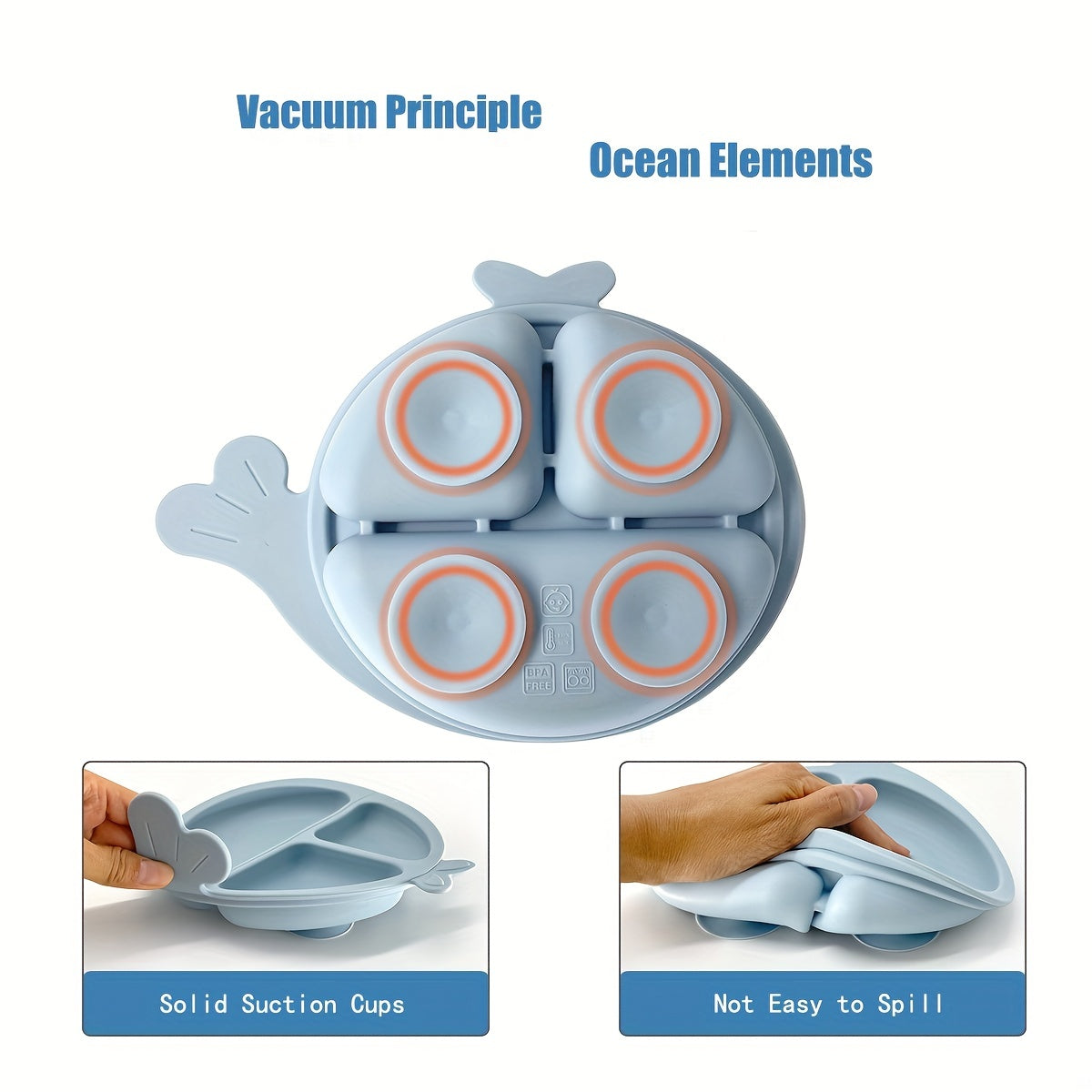 Whale Silicone Suction Cups For Toddlers Self Feeding