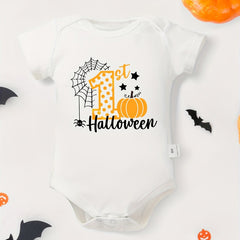 Halloween Baby Bodysuits First Halloween Letter & Pumpkin Pattern Print
