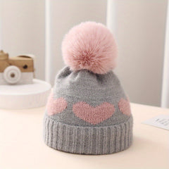 Winter Baby Hat Jacquard Love Knitted Hat Double Layer Thickened Beanie Hat