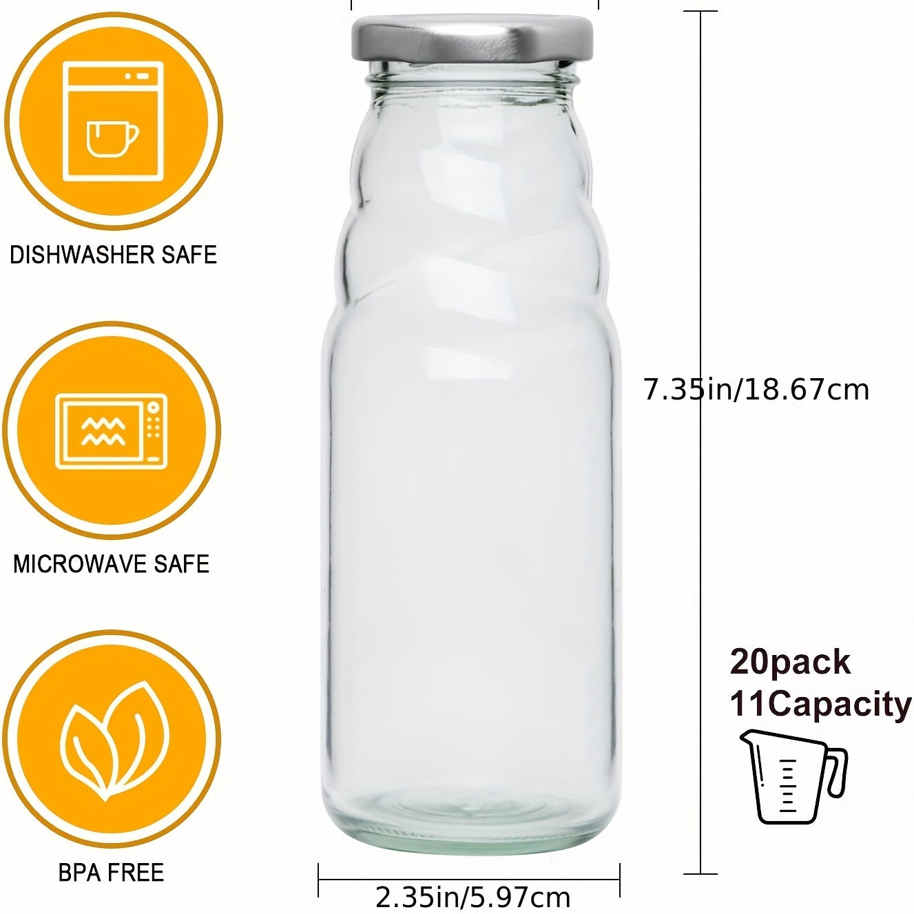 20 Vintage Glass Bottles with Metal Caps for Kombucha Juice