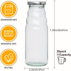 20 Vintage Glass Bottles with Metal Caps for Kombucha Juice