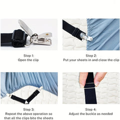 4pcs Adjustable Sheet & Quilt Fixator Metal Fixed Sheet Clip