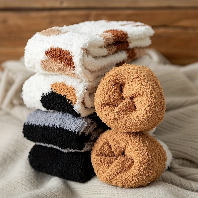 6 Pairs Cat Paw Socks Fuzzy & Warm Women's Stockings