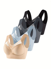 Breathable Sports Bra Mesh Insert High Stretch Wirefree Yoga Bra
