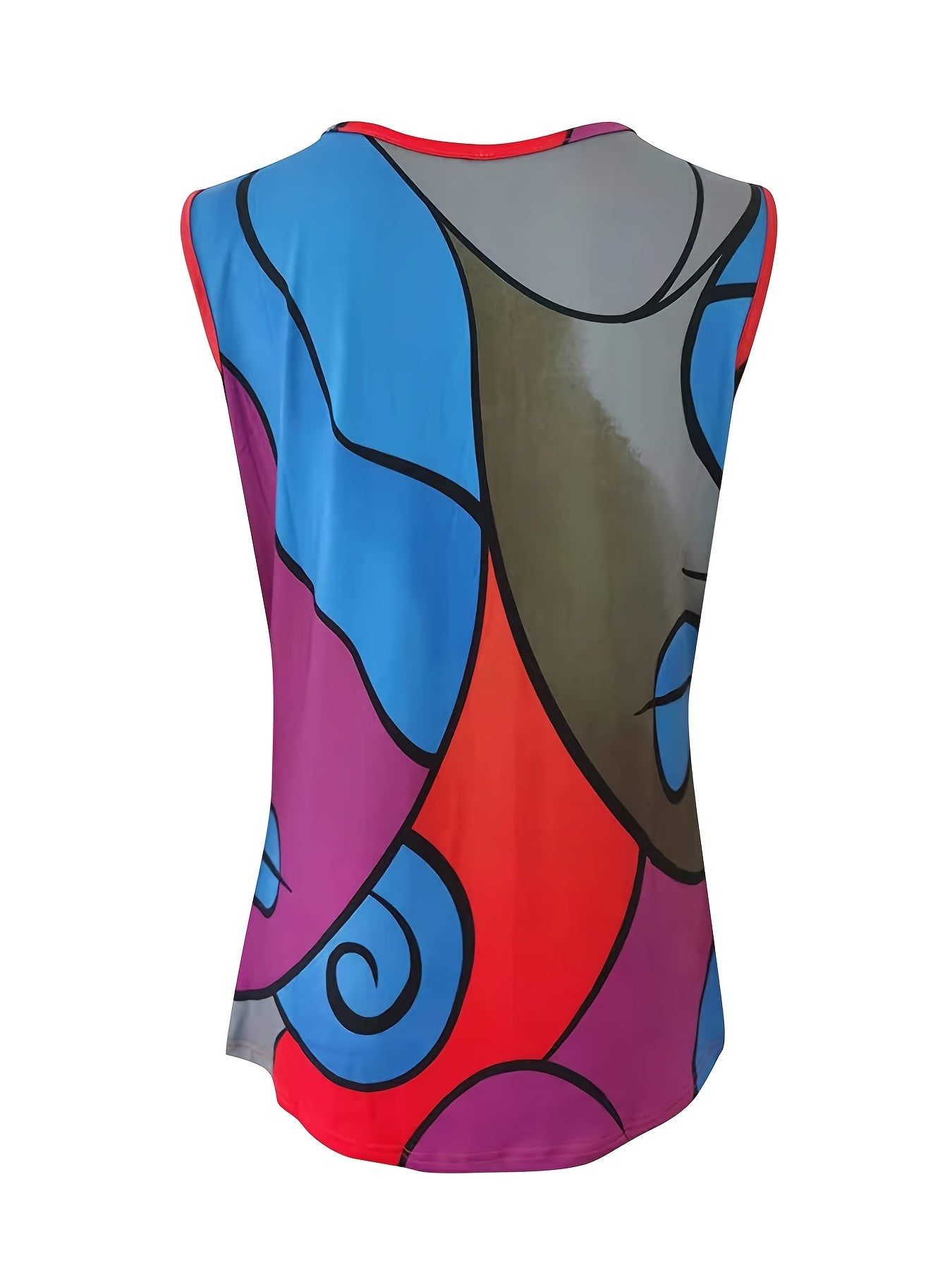 Colorful Sleeveless Tank Top Crew Neck Casual Top for Spring & Summer