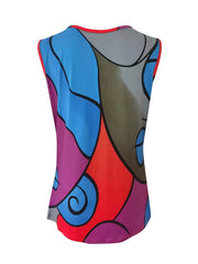 Colorful Sleeveless Tank Top Crew Neck Casual Top for Spring & Summer