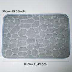 Memory Foam Bathroom Rug Cobblestone Embossed Coral Fleece Bath Mat