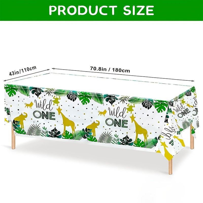 Wild One Jungle Animals Disposable Tablecloth Party Decoration