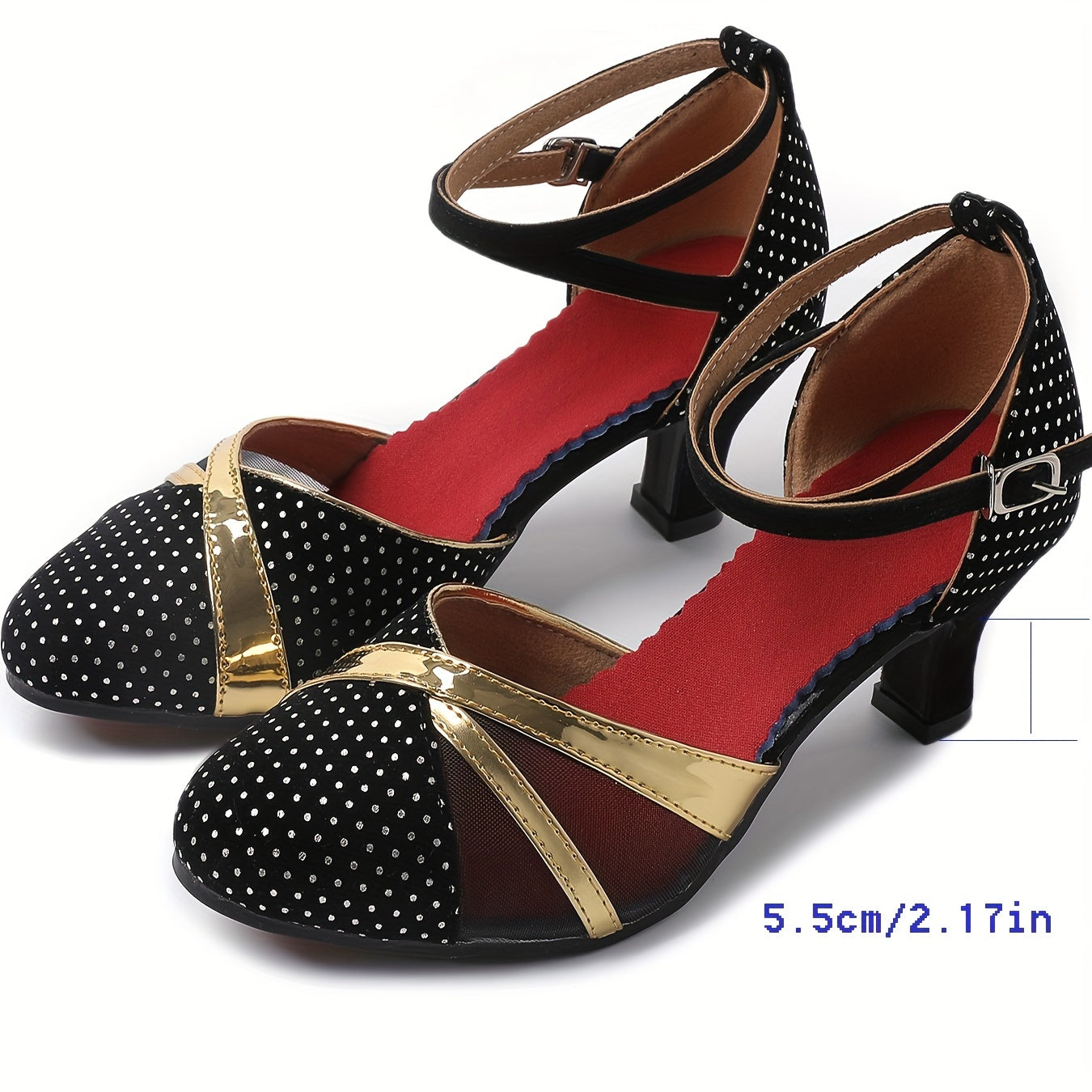 Women's Dot Pattern Closed Peep Toe Dance Shoes Ankle Strap Lightweight Sandals