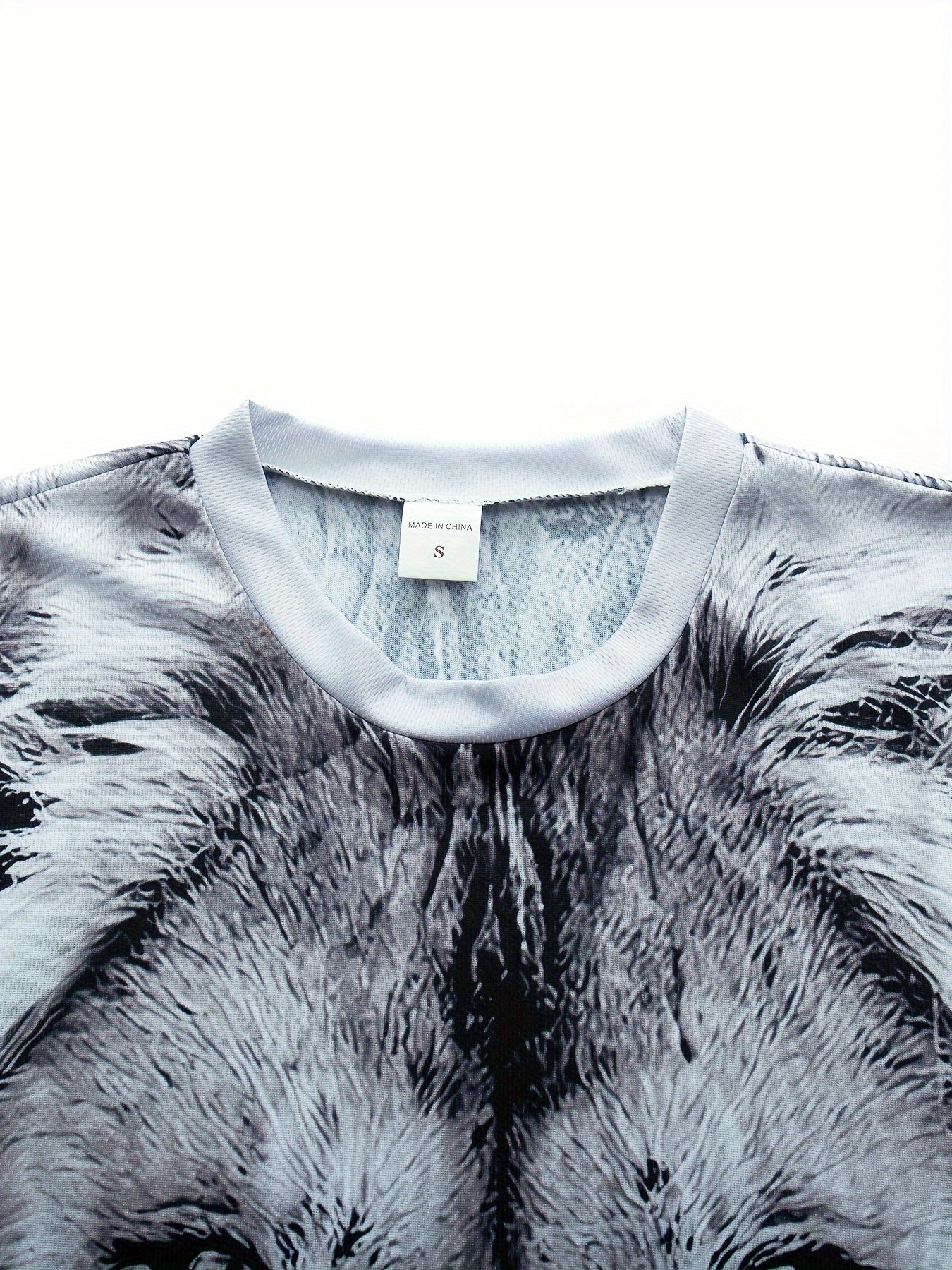Men's Lion Pattern 3D Print Sports T-shirt Casual Round Neck Tee Shirt