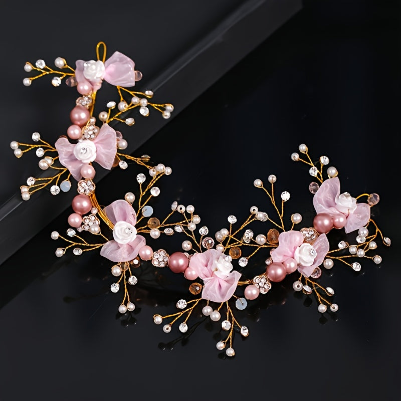 Rhinestone Floral Wedding Headpiece Hair Vine For Brides