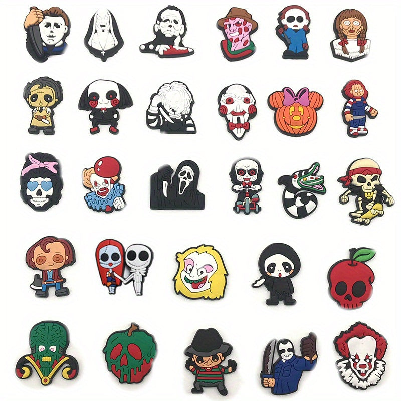 28pcs Horror Skull Pattern Charms For Clogs PVC Shoes