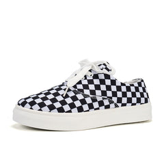 Women's Gingham Lace Up Skate Shoes Low Top Sneaker