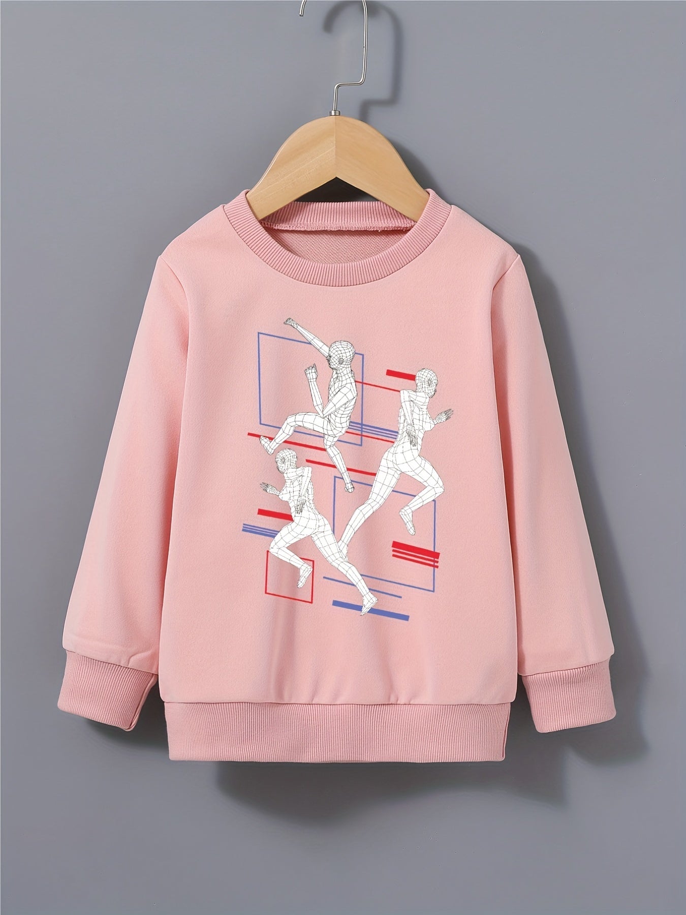 Sports Man Print Boys Sweatshirt Crew Neck Tops Kids Clothing