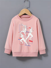 Sports Man Print Boys Sweatshirt Crew Neck Tops Kids Clothing